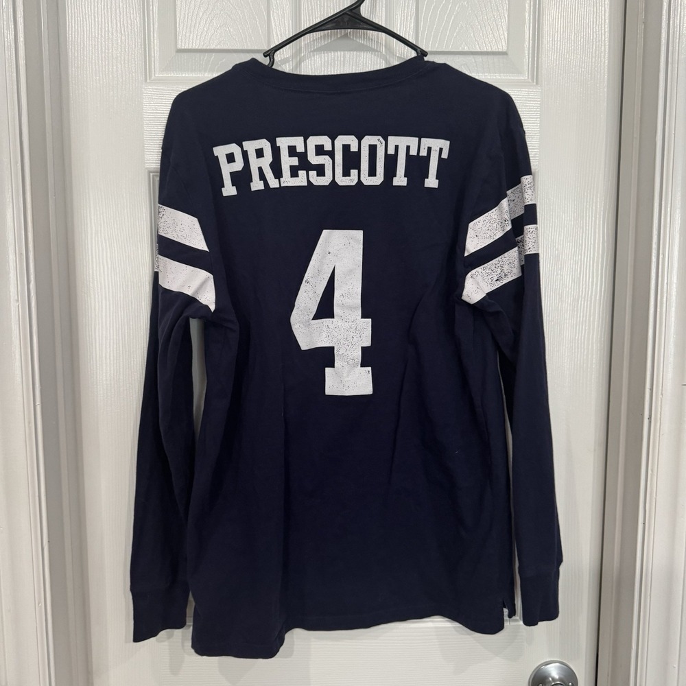 Dallas Cowboys Long Sleeve Shirt Navy Size Small Dak Prescott # 4 - Picture 4 of 6